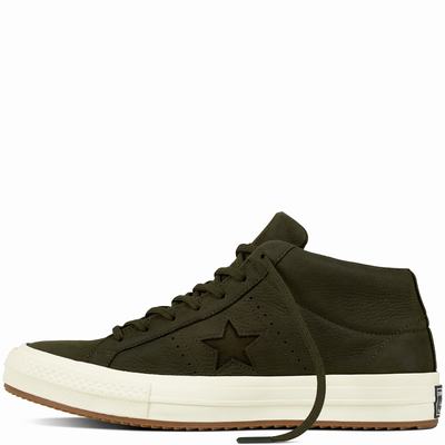 Converse One Star Mid Counter Climate Mid Tops Womens - Green/White Shoes (213KLJER)